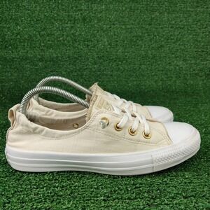 Converse Sneakers Womens 8.5 Cream Chuck Taylor All Star Shoreline Slip On Gold